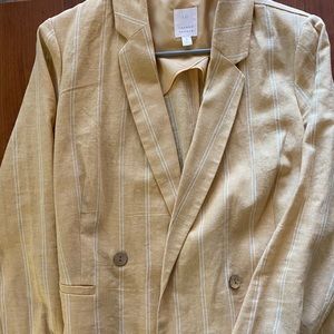 Lauren Conrad yellow linen blazer w/ shoulder pads